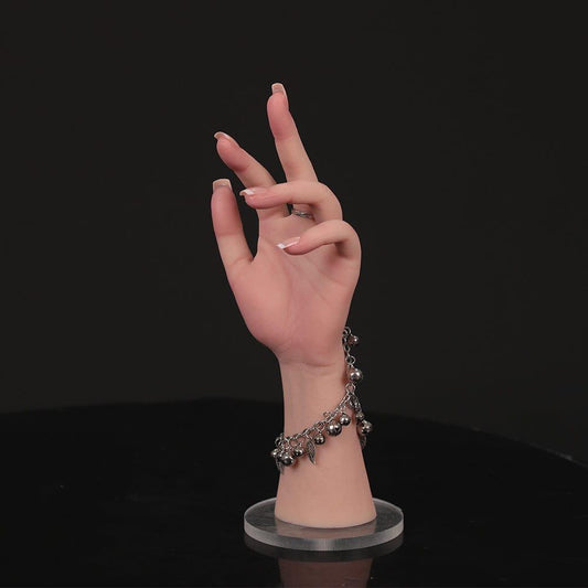 Silicone Female Hand Mannequin 1 Pair Life Size Hand Model Jewelry Display - SANBULE