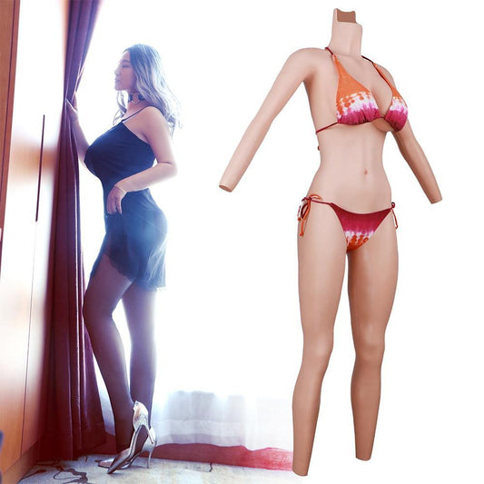 Silicone Bodysuit Silicone Breast and Vagina With Sleeves Buttocks Pad Fake Pussy for T-girl - SANBULE