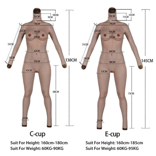 9th Oil-Free Silicone Bodysuit Makeup With Cool Floating Pussy Pussy For Transgender Shemale Boobs Plate Male To Female - SANBULE