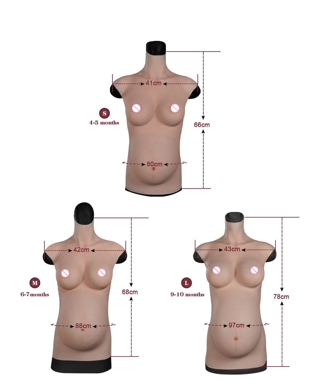 8th Realistic Silicone Fake Belly Artificial Soft Pregnancy Belly With Breasts For Crossdresser Shemale Belly Movie Prop - SANBULE