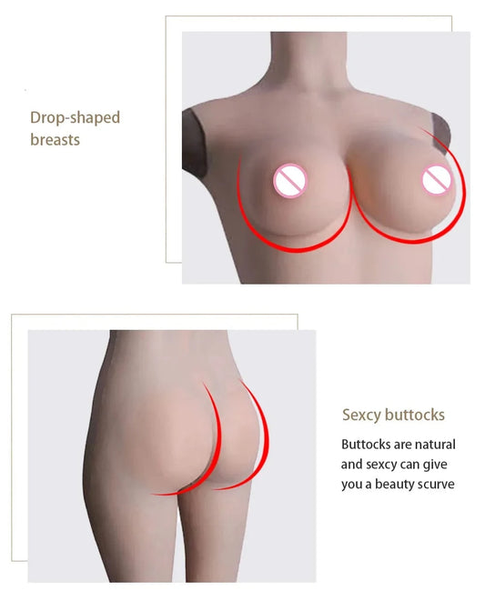 4th Crossdresser Silicone Bodysuit Breast Forms Bust - SANBULE